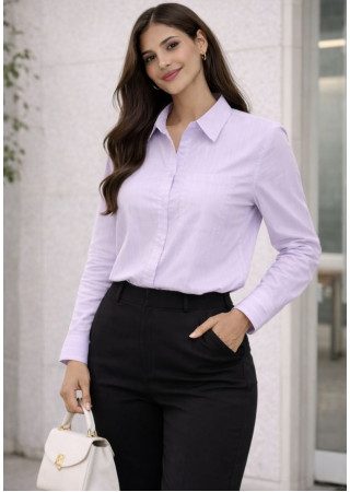 ELODIE LONG SLEEVE STRIPE PURPLE SHIRT 